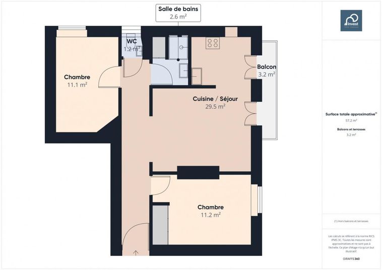 Appartement a louer ajaccio - 3 pièce(s) - 58 m2 - Surfyn