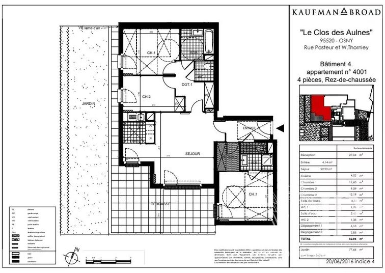 Appartement a louer osny - 4 pièce(s) - 83 m2 - Surfyn