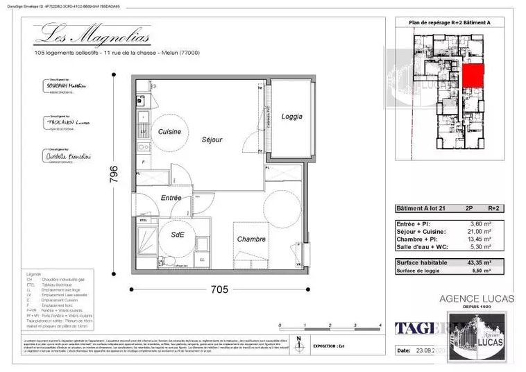 Appartement a louer - 2 pièce(s) - 43 m2 - Surfyn